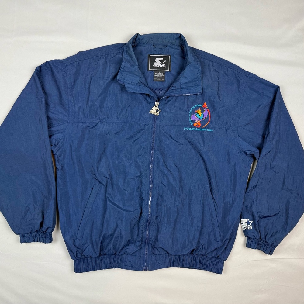 Vtg Starter Mens 1996 Paralympics Atlanta Windbreaker Jacket Large 90s Blue B5
